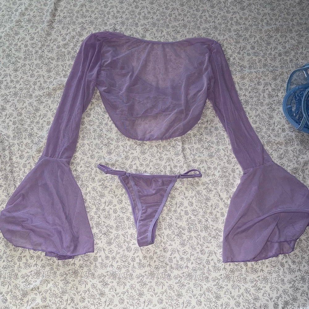 SHEIN Lavender Mesh Lingerie Set
